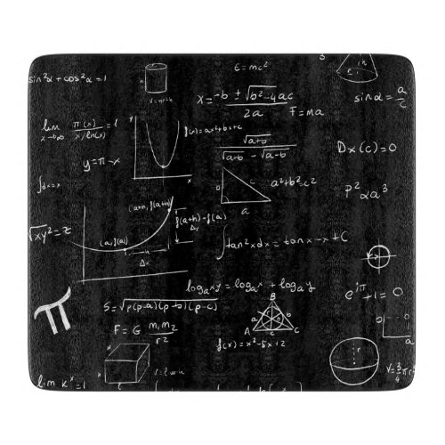 Black and White Mathematics formulas and equations Cutting Board