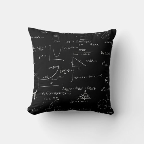 Black and White Mathematics Formulas and Graphics Throw Pillow