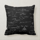 Black and White Mathematics Formulas and Graphics Throw Pillow<br><div class="desc">Great mathematics throw pillow in black color. The math formulas and equations are in white over the black background. Great for birthday's,  teachers and math nerds. Illustrated and designed by Patricia Alvarez.</div>