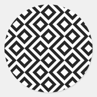 Black and White Meander Classic Round Sticker