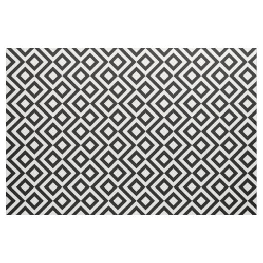 Black and White Meander Geometric Pattern Fabric