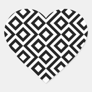 Black and White Meander Heart Sticker