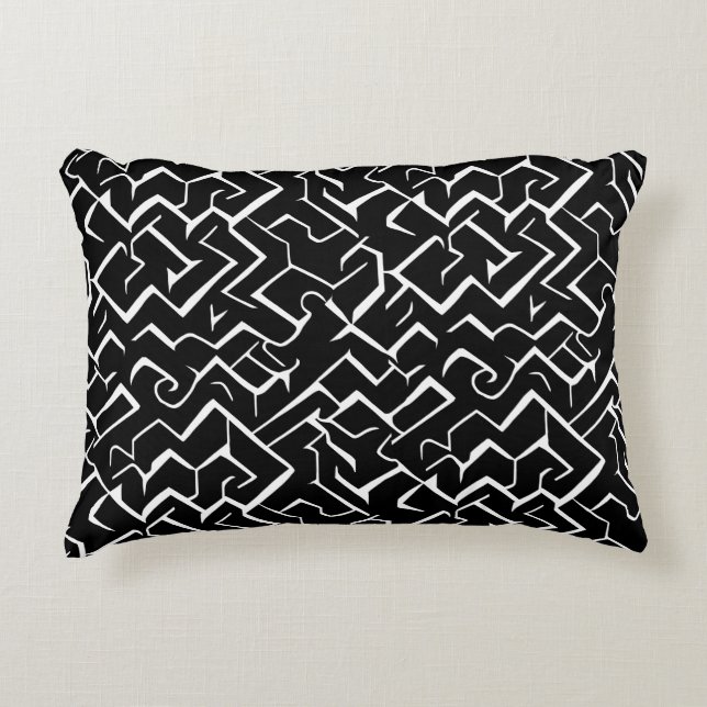 Black and White Meander Pattern | Modern Gothic Accent Pillow (Front)