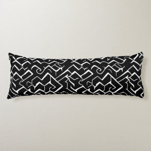 Black and White Meander Pattern Modern Gothic Body Pillow