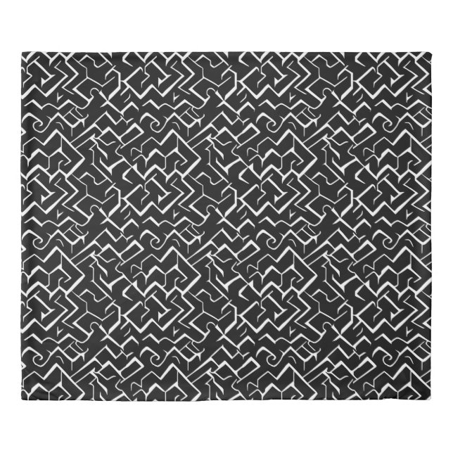Black and White Meander Pattern | Modern Gothic Duvet Cover (Front)