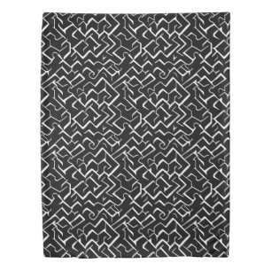Black and White Meander Pattern Modern Gothic Duvet Cover