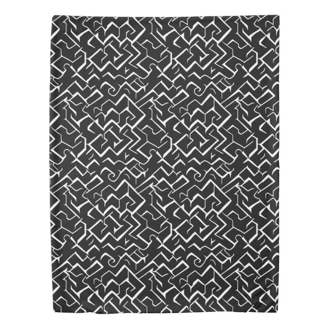 Black and White Meander Pattern | Modern Gothic Duvet Cover (Front)