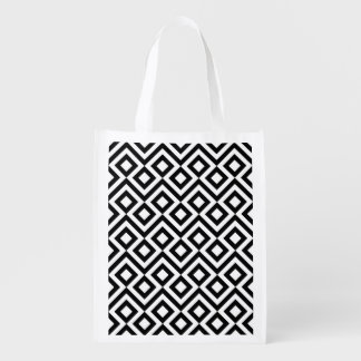 Black and White Meander Reusable Grocery Bag