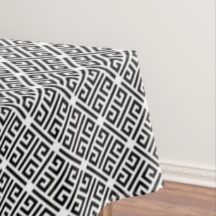 Black and white Meandering Greek Key Pattern Table Tablecloth