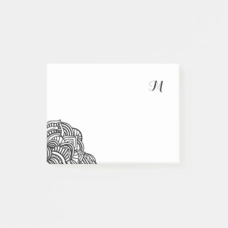 Black and White Medallion Monogram Post-it Notes