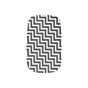 Black and White Medium Diagonal Chevron Stripes Minx Nail Art