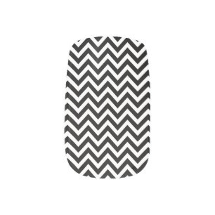 Black and White Medium Size Chevron Stripes Minx Nail Art