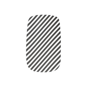 Black and White Medium Size Diagonal Stripes Minx Nail Art