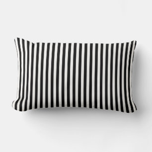 Black and White Medium Size Vertical Stripes Lumbar Pillow