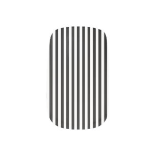 Black and White Medium Size Vertical Stripes Minx Nail Art