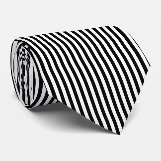 Black and White Medium Size Vertical Stripes Neck Tie