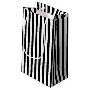Black and White Medium Size Vertical Stripes Small Gift Bag