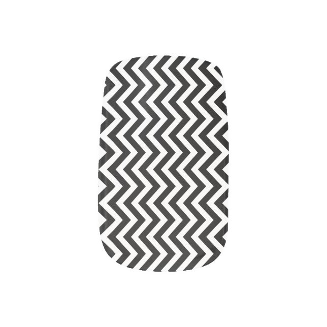 Black and White Medium Vertical Chevron Stripes Minx Nail Art (Left Thumb)