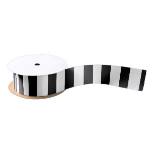 Black and White Medium Vertical Stripes Ribbon