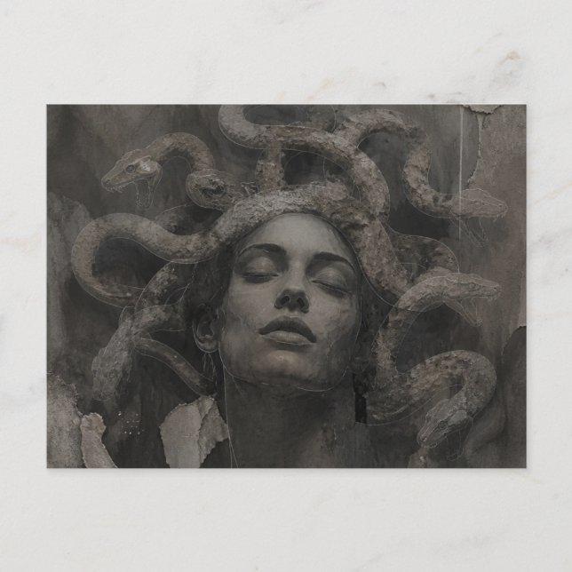 Black and White Medusa  Postcard (Front)