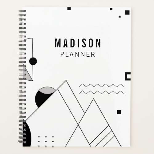 Black and White Memphis Personalized Name Planner