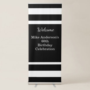 Black and White Mens Birthday Party  Retractable Banner