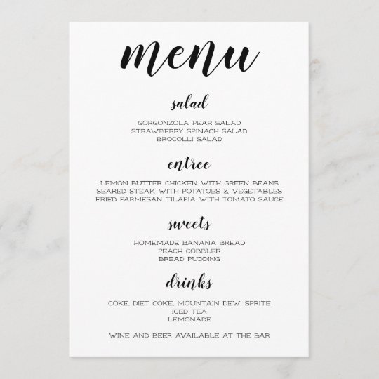 Black and White Menu | Zazzle.com