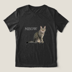 Black and White Meow Cat V-Neck T-Shirt Tri-Blend Shirt
