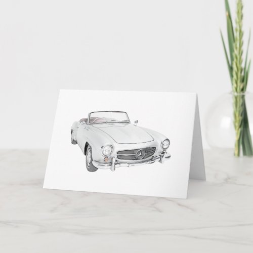 Black and White Mercedes Convertible Card