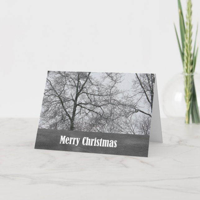 Black and white Merry Christmas Card (Front)