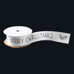 Black and White Merry Christmas Gift Ribbon<br><div class="desc">This black and white Merry Christmas ribbon with holly is the perfect compliment to your other items in the "A Chalkboard Christmas' collection of monochrome, chalkboard-like décor. Check out the other items in the range! Remember, you can put this design on any item – mugs, aprons, cushions etc, if you...</div>