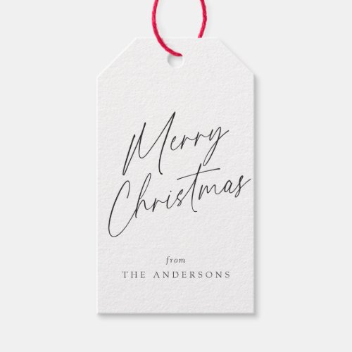 Black and White Merry Christmas Photo Gift Tags