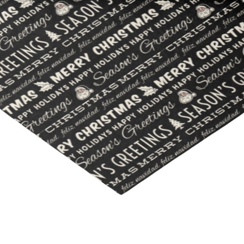 Black and White Merry Christmas Retro Typography Tissue Paper