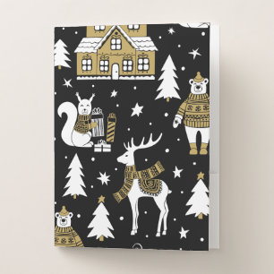 Black and white Merry Christmas Snowflakes set    Pocket Folder
