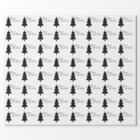 Cute Simple Black And White Christmas Tree Wrapping Paper