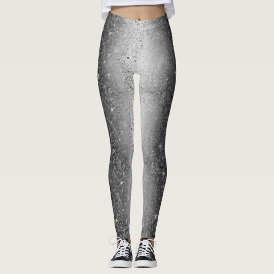 Black and White Metallic Glitter Sparkle Leggings | Zazzle.com