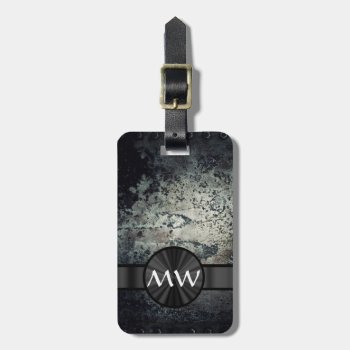 Black And White Metallic Rust Luggage Tag by monogramgiftz at Zazzle