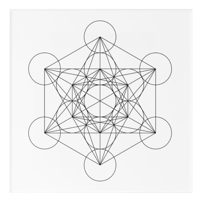 Black and White Metatron's Cube Acrylic Print (Front)