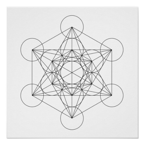 Black and White Metatrons Cube Poster