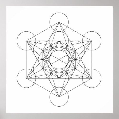 Black and White Metatrons Cube Poster