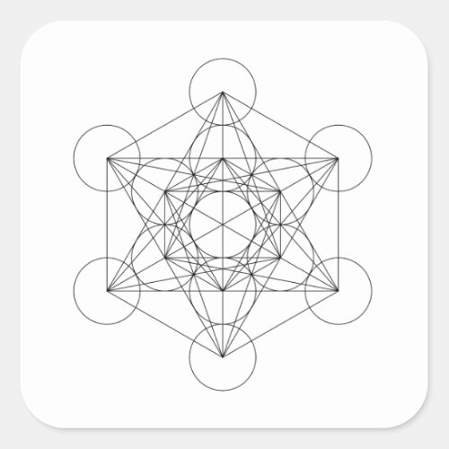 Black and White Metatrons Cube Square Sticker