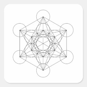 Black and White Metatron's Cube Square Sticker