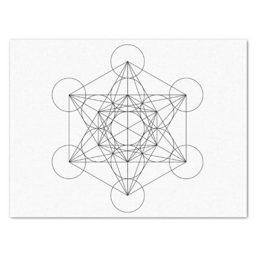 Black and White Metatrons Cube Tissue Paper
