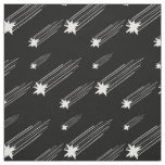 Black and White Meteor Shower Shooting Star Print Fabric