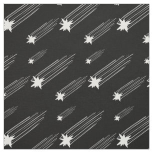 Black and White Meteor Shower Shooting Star Print Fabric