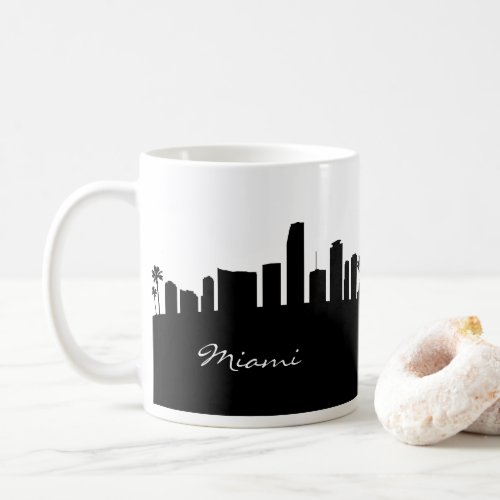 Black and White Miami Skyline Coffee Mug