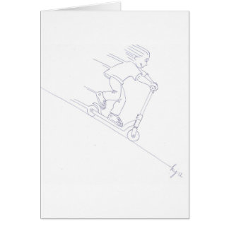 black and white micro scooter microscooter cartoon cards