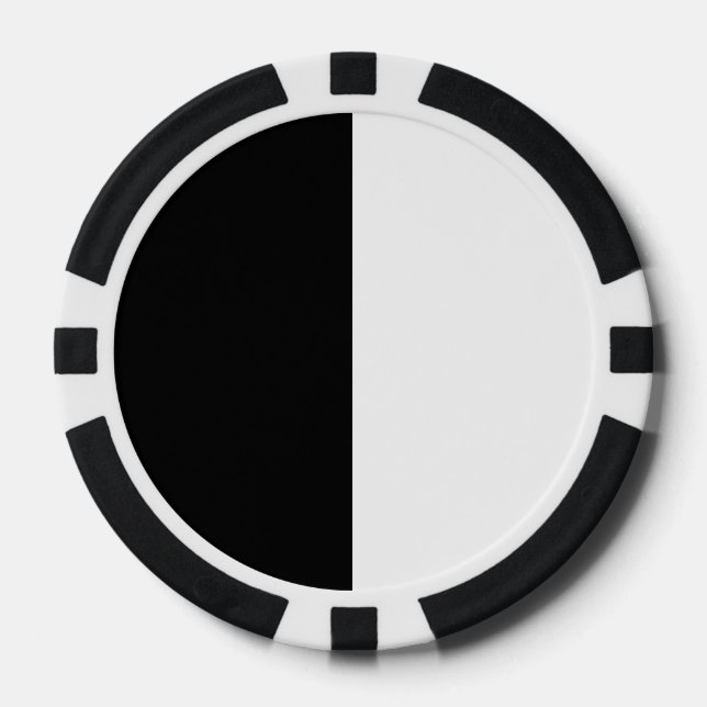 Black And White Middle Half And Half Poker Chips (Front)