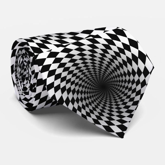 Black And White Mind Bender Neck Tie (Rolled)
