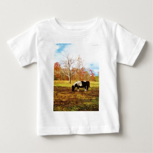 Black and White Miniature Pony  Horse Baby T_Shirt